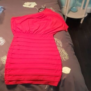 Red One Shoulder bodycon dress